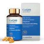 Coenzyme Q10 300mg- High Potency Naturally Fermented Ubiquinone High Absorption | CoQ10 Powerful Antioxidant | No Synthetic Additives | GMP Certified | 90 Capsules