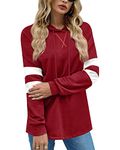 BesserBay Dresses for Girls Children's Dresses Princess Casual Dress Cotton Muslin Long Sleeve Children's Basic Dress Autumn with Buttons and Pocket 110-150, red, 130 cm