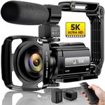5K Video Camera Camcorder 48MP UHD WiFi IR Night Vision Vlogging Camera for YouTube 16X Digital Zoom 3” Touch Screen Camera Recorder with Microphone,Handheld Stabilizer,Lens Hood,Remote,2 Batteries