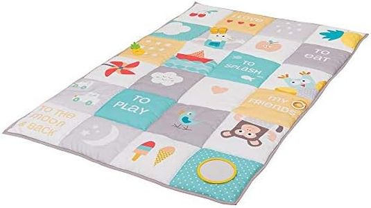Taf Toys I Love Big Mat. Baby Activity Play Mat. 150 x 100cm. Soft Coloured & Thickly Padded Playmat. Foldable. With Teether, Crinkling parts & Baby-safe Mirror. Suitable for Boys & Girls from Birth