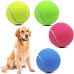 Magicorange 4 Pack 9.5" Oversize Giant Tennis Bal Dog Tennis Ball Large Pet Chew Toy for Outdoor/Indoor Sports Dog Ball Gift with Needle (Multicolor)