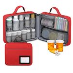 SITHON Pill Bottle Organizer Medicine Storage Bag Medication Travel Carrying Case Manager with Handle, Fixed Pockets for Medications, Vitamins, Medical Supplies, Red