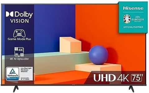Hisense 75" UHD 4K 2023 75E63KT, Smart TV VIDAA U6, Dolby Vision, HDR 10+, Game Mode Plus, Alexa Built-in, Tuner DVB-T2/S2 HEVC 10, lativù 4K