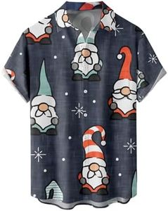 Hardaddy Men's Vintage Christmas Bowling Shirts Santa Claus Short Sleeve Button Down Printed Casual Shirts, Color11, 3X-Large