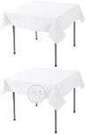 Fokitut 2 Pack Waterproof Square Tablecloth, 52x52 Inch, Stain Resistant and Wrinkle Polyester Table Cloth, Fabric Table Cover for Kitchen Dining, Wedding, Party, Holiday Dinner-White