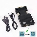 TB® VGA to HDMI Adapter Converter with Audio 1080P, (VGA Input Source to TV/Monitor/LCD with HDMI Output Connector), Active Male VGA in Female HDMI Video Adapter for Laptop, Computer, Projector