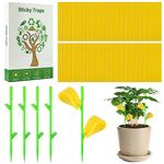 Fruit Fly Traps, Triitech 50 Pack Yellow Sticky Fly Traps, Flying Insect Traps, Plant Fly Stickers for Indoor and Outdoor (45pcs Fly Trap +5pcs Branch)