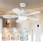 REYLAX 50CM LED Ceiling Fans with Lights and Remote, E27 Screw in Fan Light, 6 Fan Speeds, 3 Colours Stepless Dimming 2000 Lumens, Timer, Light Bulb Fan for Bedroom, Kitchen, Garage