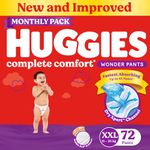 Huggies Complete Comfort Wonder Pants | Pant Style Baby Diapers XXL Size, 72 Count | India's Fastest Absorbing Diaper, Patented Dry Xpert Channel, Ideal for 15 to 25 Kgs