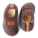 Dream Bridge Kids Sherpa Fleece Slippers with Anti-Slip Sole for Boys Girls Brown6.5/7 UK Child