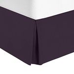 Rohi Double Base Valance Sheet - Extra Deep 16” Skirt Valance Sheet - Easy Care Fitted Bed Sheets – (Fit Under Mattress,Aubergine)