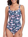 FLYILY Women’s Ruched One Piece Swimsuits Tummy Control Bathing Suit Slimming Monokini 1 Piece Swimwear(PinkFlower,M)