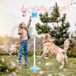 Rechargeable Standing Bubble Machine,47inch Adjustable Outdoor Bubble Machine with Lights and Music,Automatic Electric Bubble Torch Garden Lamp,Light up Lantern Bubble Machine for Parties Wedding