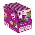 Whiskas Adult Wet Cat Food (1+ Years), Salmon in Gravy Flavour, 12 Pouches (12 x 85g)