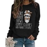 YourTops Women True Crime Sweatshirt I Like Murder Shows Comfy Clothes and Maybe Like 3 People Shirt, Black, XXL