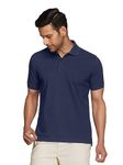 XYXX Men's Solid Regular Fit Shirt (XY_CR14_Polo Tshirt_1_Dark Navy