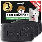 Kelebs whitening Shampoo bar for White Dogs. Natural bar soap. Organic Ingredients. Charcoal/Oatmeal/Peppermint Oil/Triple mild soap/Vegan/no Plastic. 3pc.