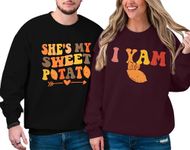 MYHALF She's My Sweet Potato I Yam Sweatshirt Thanksgiving Matching Couples Shirt for Husband and Wife Pullover Tops, Red - Women, Small