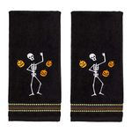 SKL Home Halloween Juggling Skeleton Hand Towel Set for Bath/Kitchen/Bar & Gift, Black 2 Count