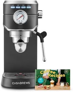 CASABREWS Espresso Machine 20 Bar, Stainless Steel Espresso Maker with Milk Frother Steam Wand, Compact Cappuccino Machine for Home, Espresso Coffee Machine with Removable Water Tank, Black