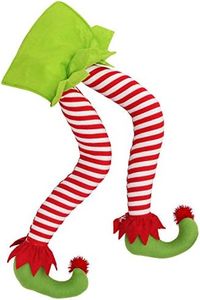 Belle Vous Gambe Elfo per Albero di Natale - Gambe Folletto di Natale Imbottite da 50 cm per Albero - Gambe Elfo Albero Natale Decorazioni Natalizie per la Casa - Gambe Elfo che Spuntano dal Tronco