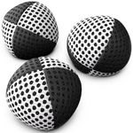 Xballs Juggling Balls Professional Set of 3 120g - 14 Beautiful Colors Available - Juggle Balls for Kids Beginners, Adults - 2 Layers of Net 4 Panels Carry Case (Black - White)