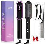 VKK Hair Straightener Brush, Hair Straightener Comb with 25s Fast Heating Ceramic PTC, 5 Temp Settings & Anti-Scald, Straightening Brush for Women, Professional Hair Tools for Styling