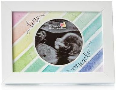 MBHB Wooden Ultrasound Photo Frames, 5x7 Real Wood White Picture Frame with 3.5" Circular Cutout, Beautiful Display for Baby's First Scan, Ideal Gift, Suitable for Nursery/Bedroom, Tiny Miracle