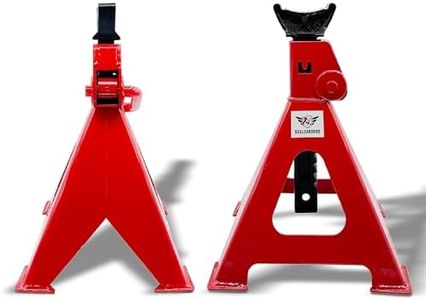BullsArmor Jack Stands 6 Ton (12,000 lbs) Heavy Duty - Quick Adjustment Steel Self-Locking for SUV, MPV, Truck, and RV - Mechanic Repair Garage - Red/Black - 1 Pair