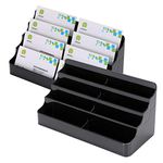 BTSKY 2 Pcs Black Acrylic Business Card Holders - 8 Pocket Desktop Business Card Stands Countertop Acrylic Index Card Organizer for Desk Tidy Office Accessories