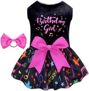 CuteBone Birthday Dog Dresses Velvet Holiday Small Dogs Clothes Onesie Pet Apparel Girl Puppy Skirt with Bow Hair Rope CVA50L-D