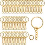 EVALUEMART Golden Metal Loops Rings Keyring with chain Open Jump Ring Connector Key Rings for Jewelry Findings, Making Spring Rings, Art and Craft, DIY, Making Handbag Keychain (Pack of 60 Pcs)