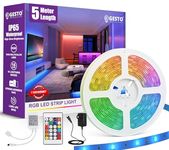 Gesto Copper 5 Meter RGB LED Strip Light With Adaptor,300 Leds 5050 Multicolor Strip With 16-Mode Remote Control & Adhesive,LED Strip For TV,Gaming Setup,Ceiling,Bedroom,Party,Diwali & Home Decoration