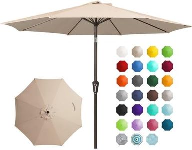 JEAREY 9FT Outdoor Patio Umbrella Outdoor Table Umbrella with Push Button Tilt and Crank, Market Umbrella 8 Sturdy Ribs UV Protection Waterproof for Garden, Deck, Backyard, Pool (Beige)