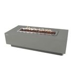 Elementi Outdoor Granville 60" X 27" Bowl Glass Reinforced Concrete Patio Place Includes Burner & Lava Rock Fire Pit Table, Natural Gas