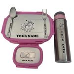 ncgifts Personalized Tiffin | Customized Lunch Boz with Name for Kids | Personalized Tiffin Box | with Permanent Name engrave and Cartoon | Birthday Gift, Return Gifts. (Pink)