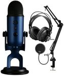 Blue Microphones Yeti USB Microphone (Midnight Blue) Bundle with Headphones and Desktop Boom Arm (4 Items)