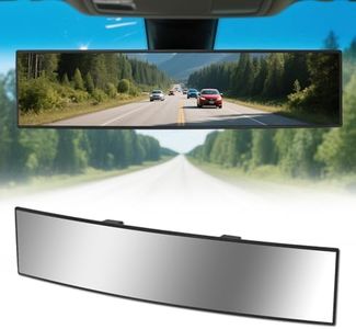 HmmtyRack Rear View Mirror, Chrome Anti-glare Panoramic Rear Mirrors Universal 16 Inch Convex Interior Clip on Extra Big Wide Angle Rearview Mirror Extender to Reduce Blind Spot for Pickup Truck Van
