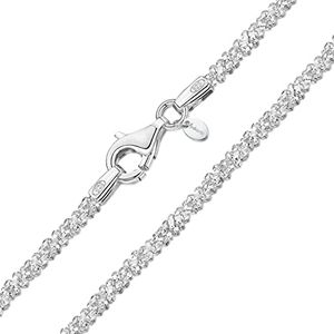 Amberta Italian 925 Sterling Silver Diamond Chain for Women - 1.7 mm Snow/Rock Silver Chain Necklace: 16 inch/ 40 cm Clavicle Chain Necklace