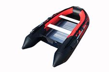 Souocean 10.5ft Inflatable Boat Raft Fishing Dinghy Pontoon Boat Kayak with Aluminum Floor (Red and Black)