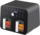 KALAHOL Air Fryer 10L, 2400W Digital Air Fryer with 2 Large Drawer Easy Clean Baskets, 8 Cooking Functions, Touch Display & Rotary Buttons