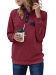 RANPHEE Women's Sweatshirts Burgundy Casual Quilted Quarter Pullover Hoodies Sweater Long Sleeve Tops Lightweight Fashion Trendy Clothing Shirts Activewear Workout Fall Jackets XL