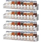 Spice Rack Wall Mounted Storage Organiser Jar Racks Kitchen Metal for Hanging Inside Cupboard Pantry herb Storage Spices, nail polishes, cotton pads, cosmetic Silver Grey(4-Tier)