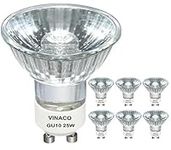 Vinaco NP5 GU10 120V 25W Bulb Candle Warmer, 6 Pack gu10+c 120v 25w Replacement for Wax Burner Light Bulb, Tart Burner Bulb, Warm White, Dimmable, gu10 Halogen 25w Bulbs with Glass Cover.