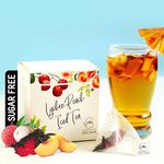 OH CHA - Ice Tea | Peach Ice Tea Flavor with Lychee | Less than 5 Calories / Serving | Cold Brew Ice Infusion Tea blended with Black Tea, Peach, Lychee, Rose petals | Detox Water Mix | Diet Iced Tea for Cocktails, Mocktails | 100% Natural Flavors | Fruit Tea | 15 Pyramid Tea Bags