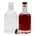 Cornucopia 12-Ounce Clear Glass Liquor Bottles with T-Top Synthetic Corks, 2-Pack