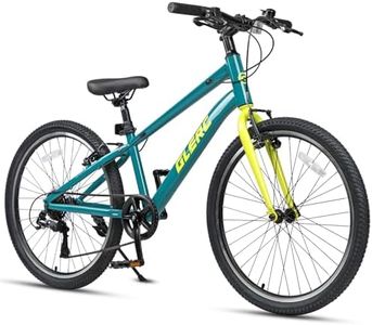 Glerc 24 Inch Kids Bike, 7-Speed Kids Bicycle for Boys & Girls Ages 9-15, Mesa Children Bike with Dual Brakes and Kickstand, Green
