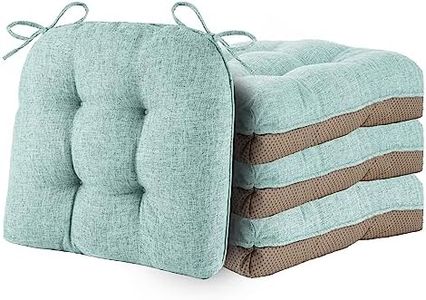 ELFJOY Chair Cushions for Dining Chairs Set of 4 Office Chair Cushion 18x18x3 Inches Kitchen Chair Pads Soft and Comfortable Seat Cushion with Ties and Non Slip Backing,Light Blue