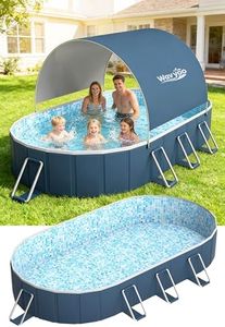 Foldable Pool with Canopy, 10ft NonInflatable Oversize Thickened Foldable Swimming Pool, Above Ground Pool for Adults, Easy Setup for Outdoor, Pool for Backyard, Outer Diameter 120”x88”x20”
