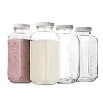 32oz Square Glass Milk Bottle with 